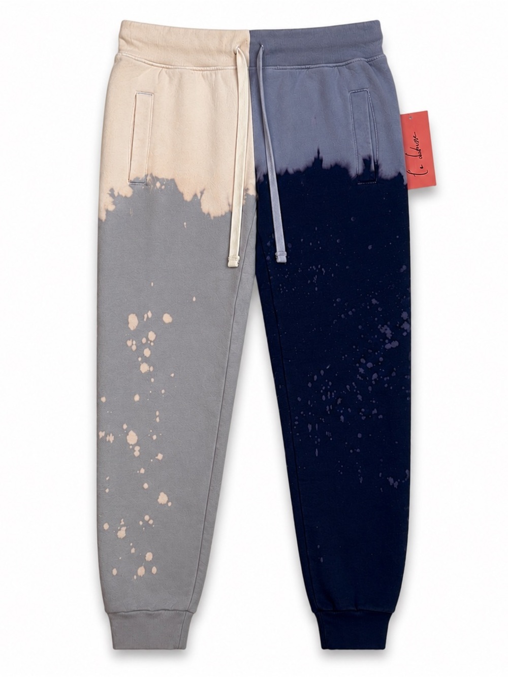 La Detresse NWT Fit The King Cotton Tie Dye Cream Blue 2-Tone Tapered Joggers S